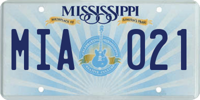 MS license plate MIA021