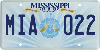 MS license plate MIA022