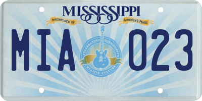 MS license plate MIA023