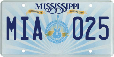 MS license plate MIA025