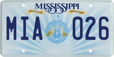 MS license plate MIA026
