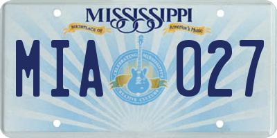 MS license plate MIA027