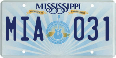 MS license plate MIA031