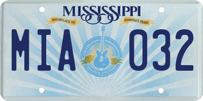 MS license plate MIA032