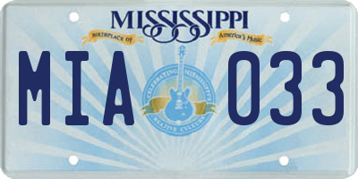 MS license plate MIA033