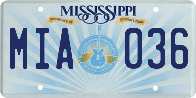 MS license plate MIA036