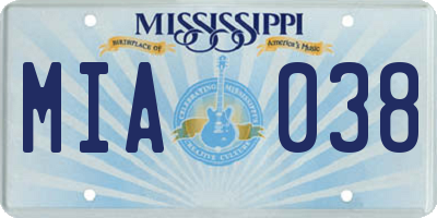 MS license plate MIA038
