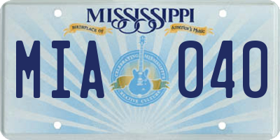 MS license plate MIA040