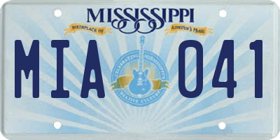 MS license plate MIA041