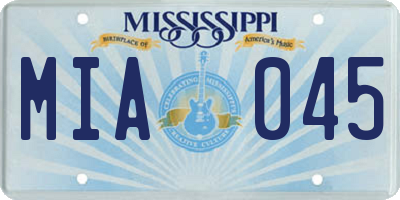 MS license plate MIA045