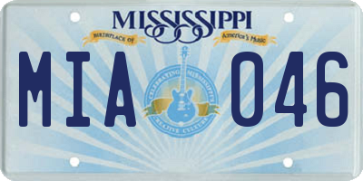 MS license plate MIA046