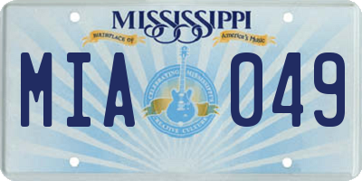 MS license plate MIA049