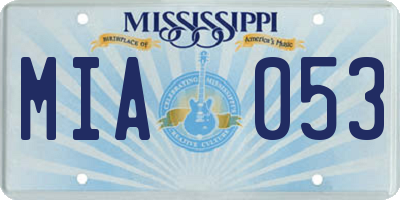 MS license plate MIA053