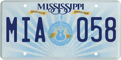 MS license plate MIA058