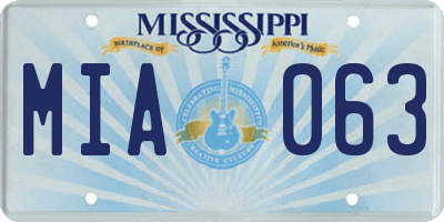 MS license plate MIA063