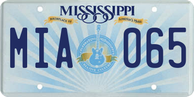 MS license plate MIA065