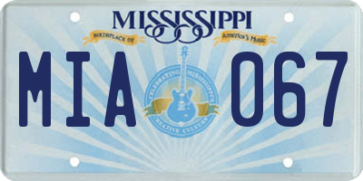 MS license plate MIA067
