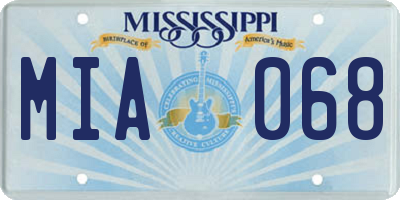 MS license plate MIA068