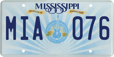 MS license plate MIA076