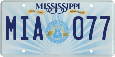 MS license plate MIA077