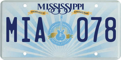 MS license plate MIA078