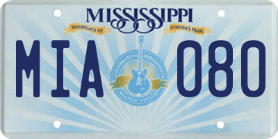 MS license plate MIA080