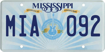 MS license plate MIA092