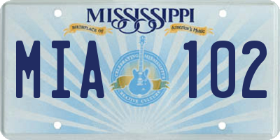 MS license plate MIA102