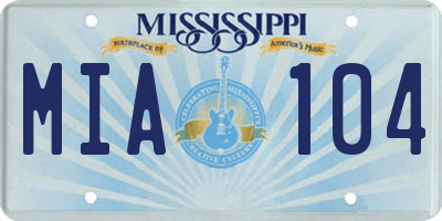 MS license plate MIA104