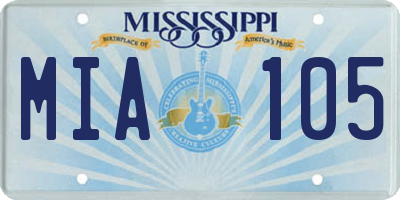 MS license plate MIA105