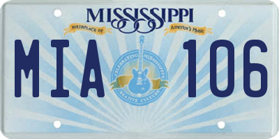 MS license plate MIA106