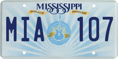MS license plate MIA107