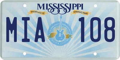 MS license plate MIA108