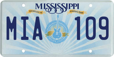 MS license plate MIA109