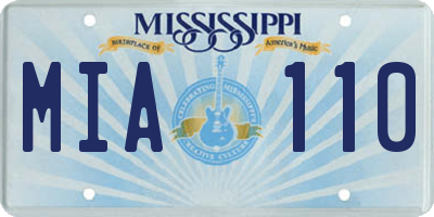 MS license plate MIA110
