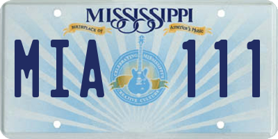 MS license plate MIA111