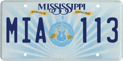 MS license plate MIA113