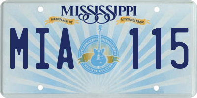 MS license plate MIA115