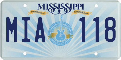 MS license plate MIA118