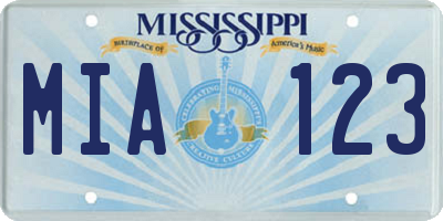 MS license plate MIA123