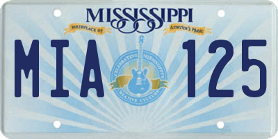 MS license plate MIA125