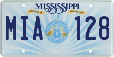 MS license plate MIA128