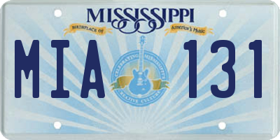 MS license plate MIA131
