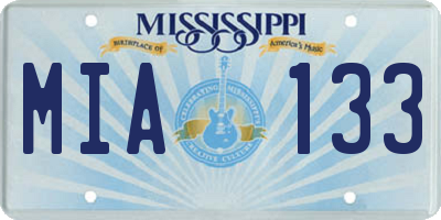 MS license plate MIA133