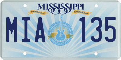 MS license plate MIA135