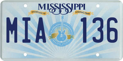 MS license plate MIA136