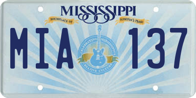 MS license plate MIA137