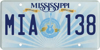 MS license plate MIA138