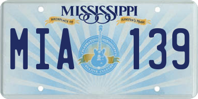 MS license plate MIA139
