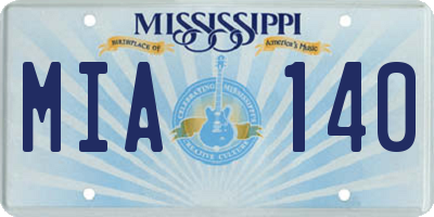 MS license plate MIA140